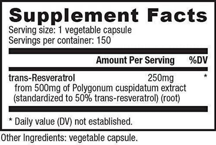 NutraBio Trans-Resveratrol Supplement, Natural Antioxidant, Fight Free Radicals, 250mg - 150 Capsules