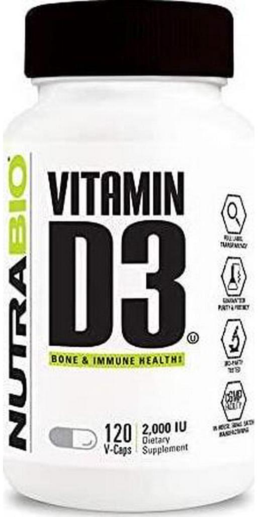 NutraBio Vitamin D (2000 IU) - 120 Vegetable Capsules