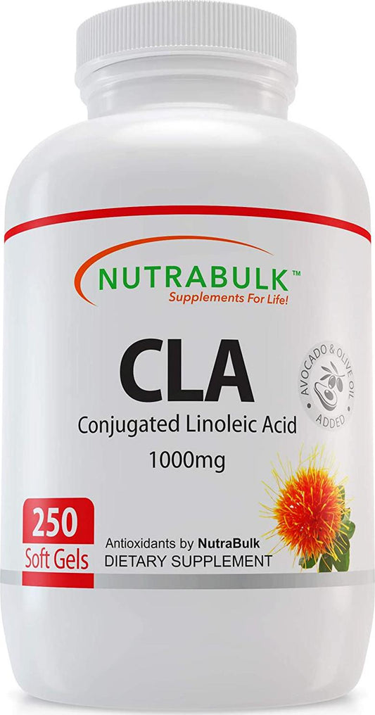 NutraBulk CLA (Conjugated Linoleic Acid) 1000mg Soft Gels - Made with Avocado and Olive Oil for Better Absorption - 250 Count
