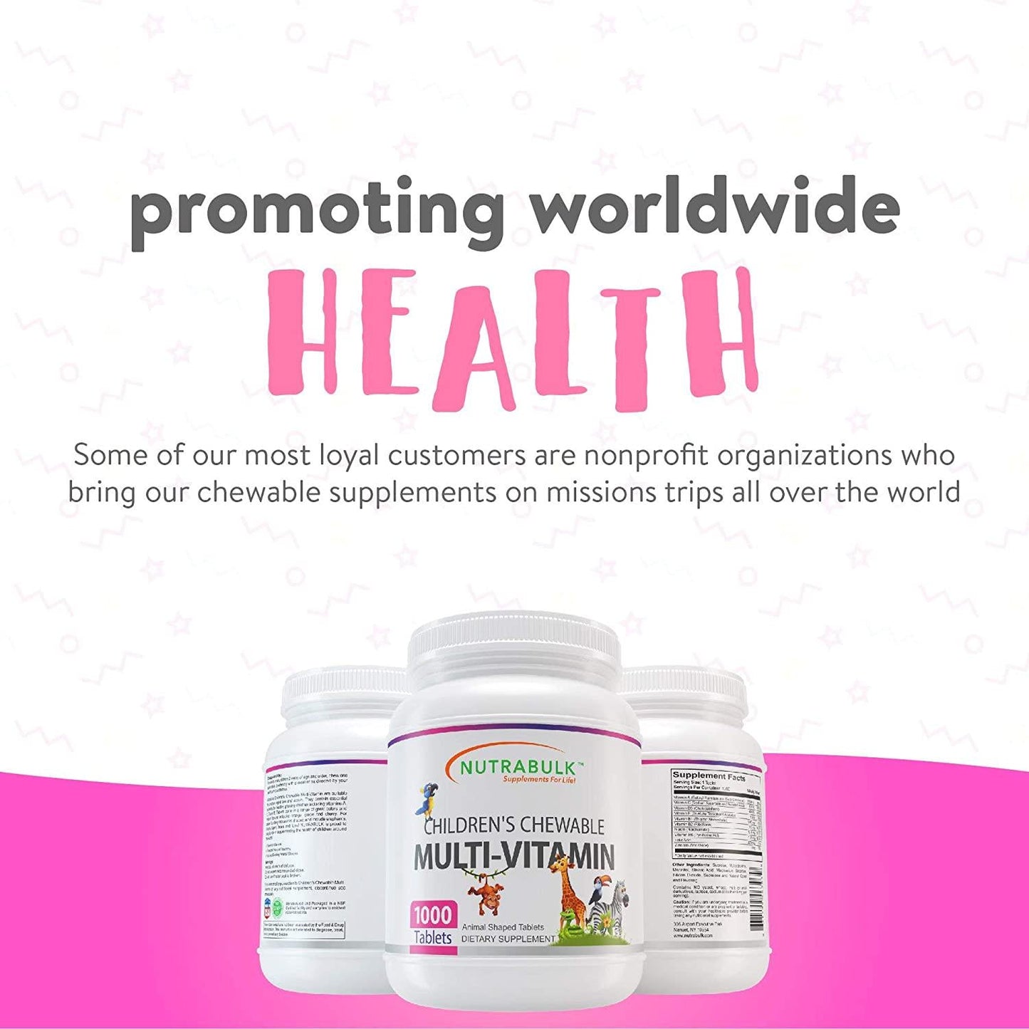 NutraBulk Children's Chewable Multi-Vitamin Tablets for Kids to Support Immune, Bone, and Brain, Contains All Natural Vitamins, Minerals, B Complex. Cherry Flavor (1000 Count)