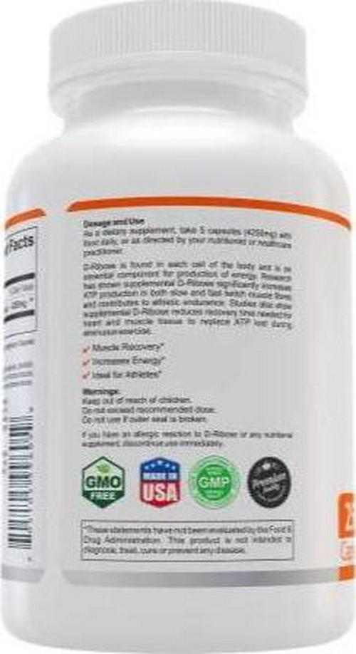 NutraBulk D-Ribose Natural 850mg Capsules - 250 Count