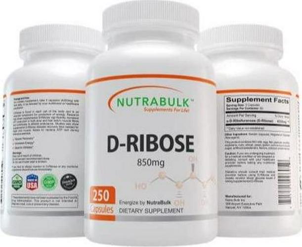 NutraBulk D-Ribose Natural 850mg Capsules - 250 Count
