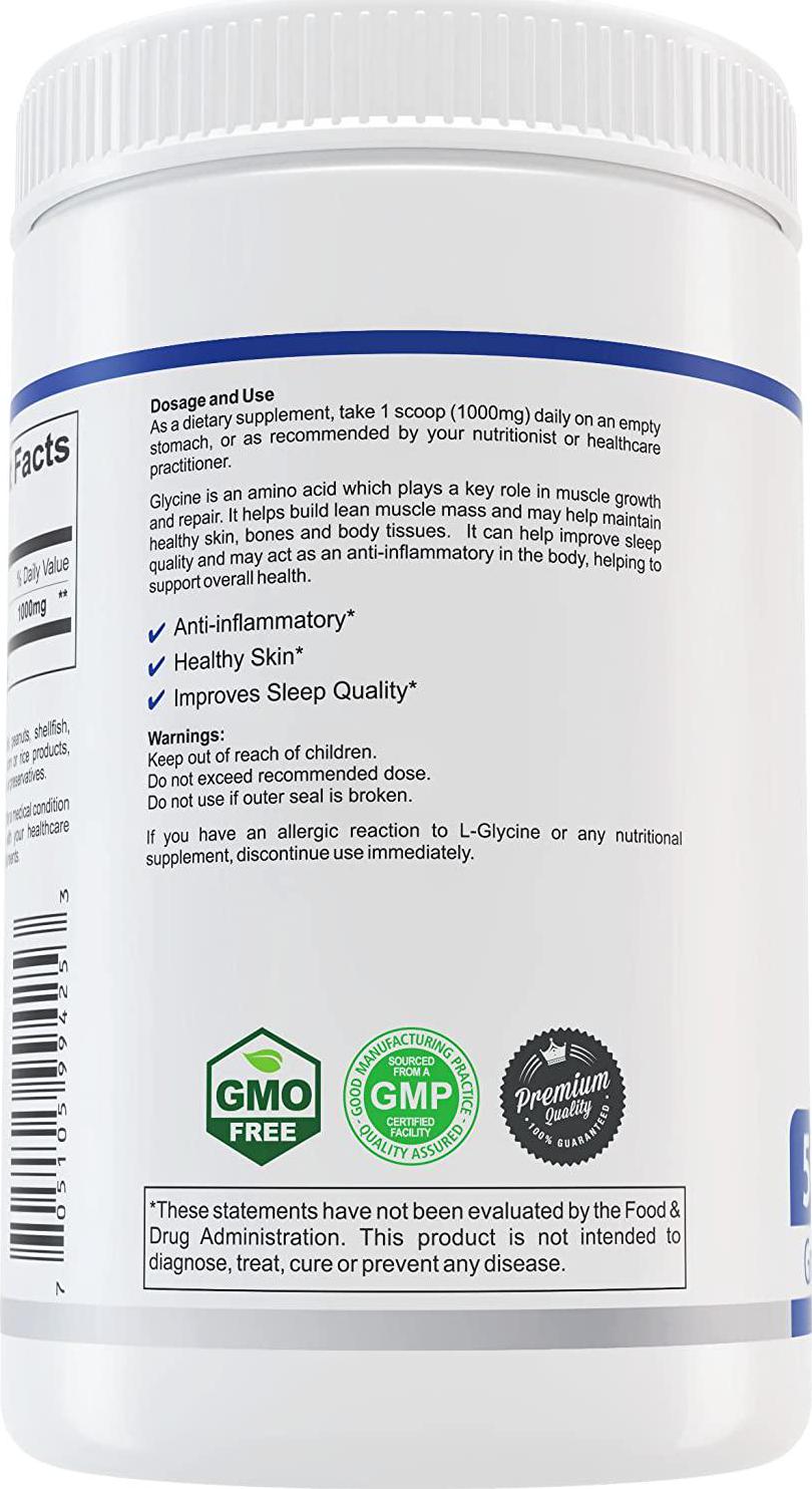NutraBulk Glycine Amino Acid Powder - 500 Grams (1.1lbs)