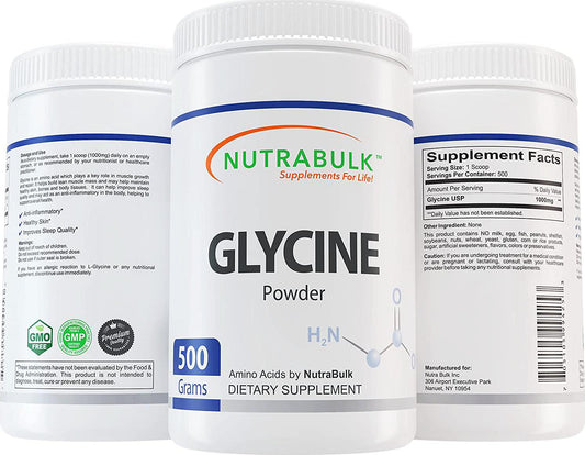 NutraBulk Glycine Amino Acid Powder - 500 Grams (1.1lbs)