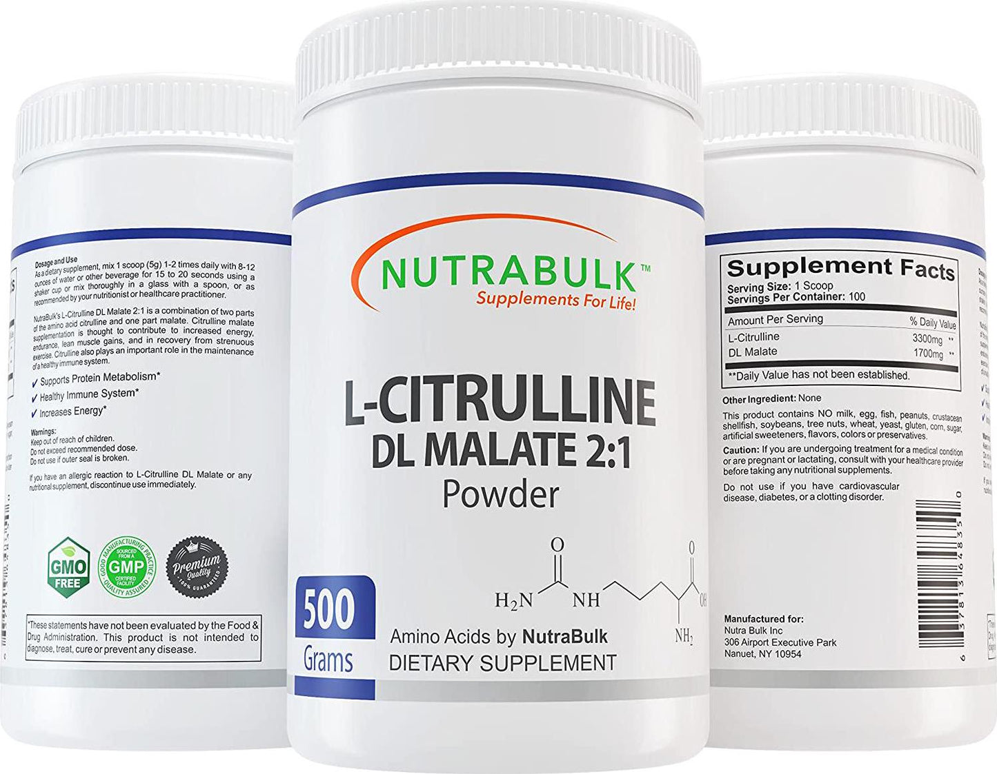 NutraBulk L-Citrulline DL-Malate 2:1 PowderÂ 500 Gram