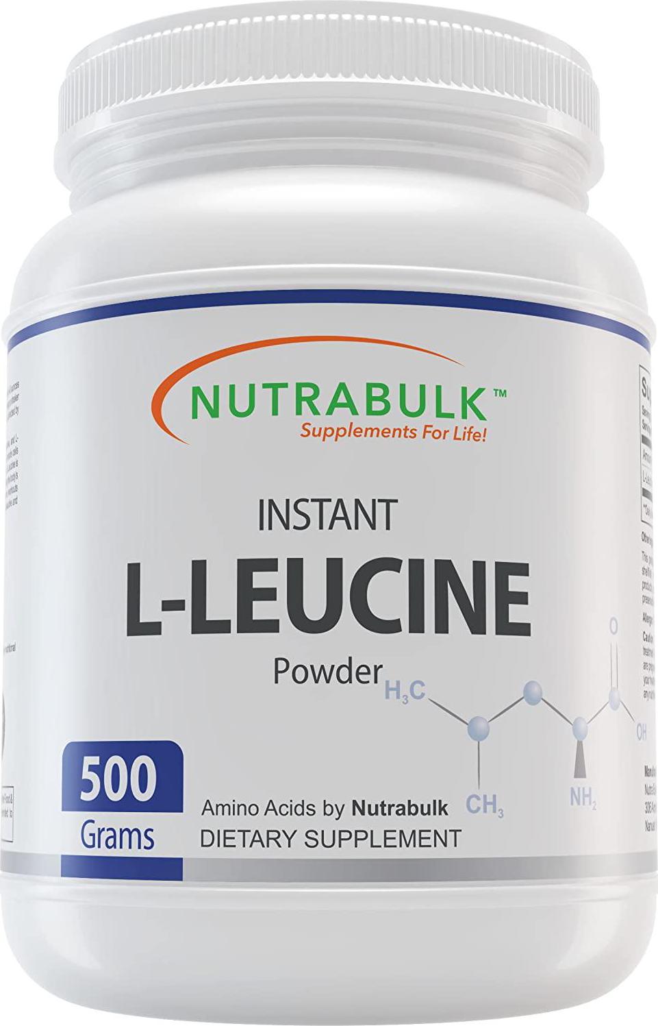 NutraBulk L-Leucine Instant Amino Acid Powder - 500 Grams (1.1lbs)