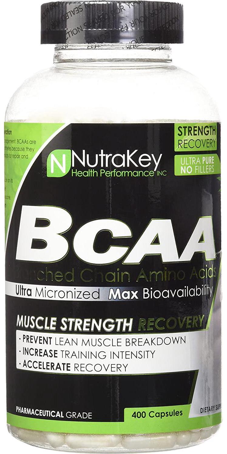 NutraKey BCAA Supplement -Electrolyte Powder - Muscle Builder and Recovery Formula - Branched Chain Amino Acids - for Men and Women - 1500mg - 400 Capsules