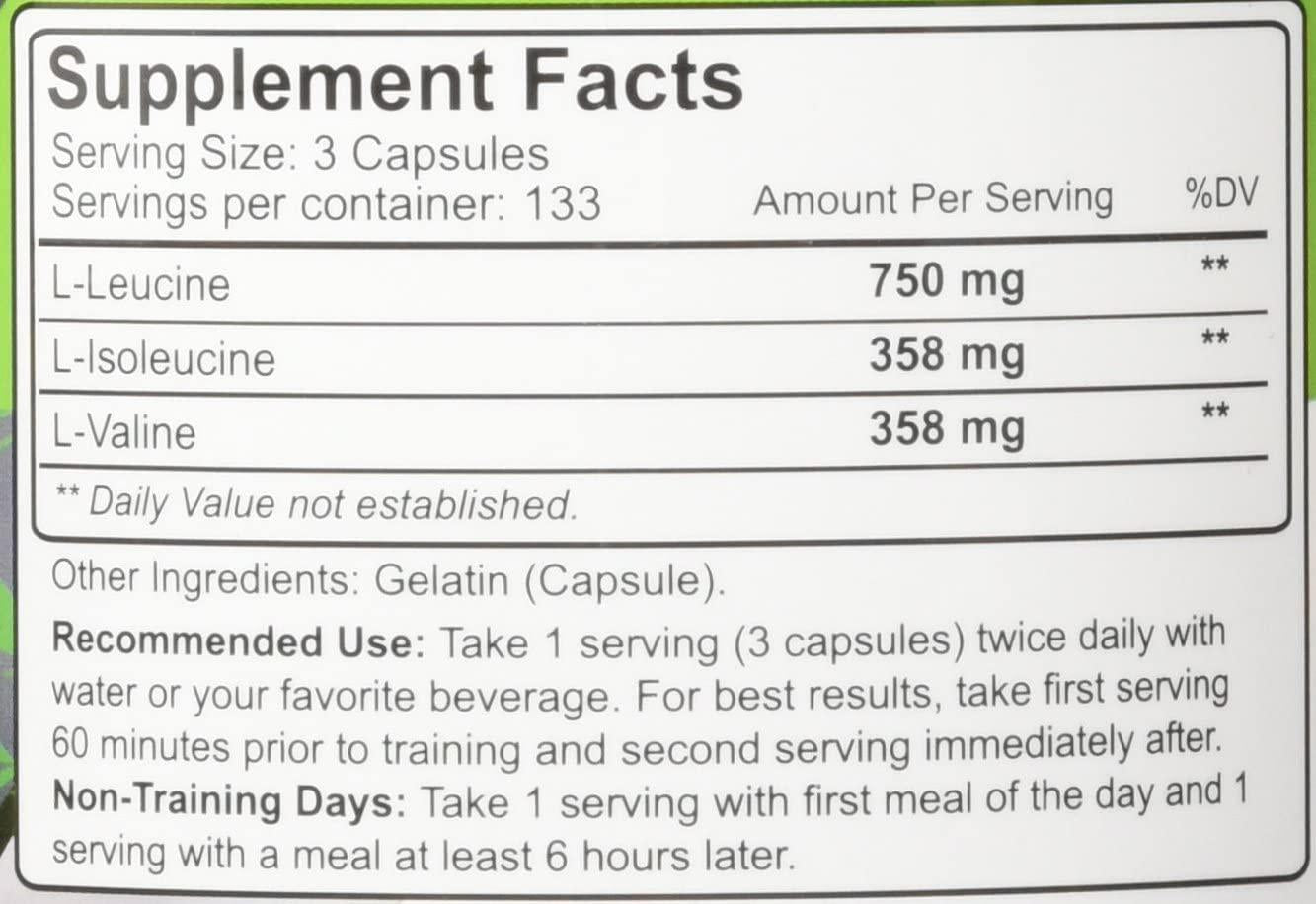 NutraKey BCAA Supplement -Electrolyte Powder - Muscle Builder and Recovery Formula - Branched Chain Amino Acids - for Men and Women - 1500mg - 400 Capsules