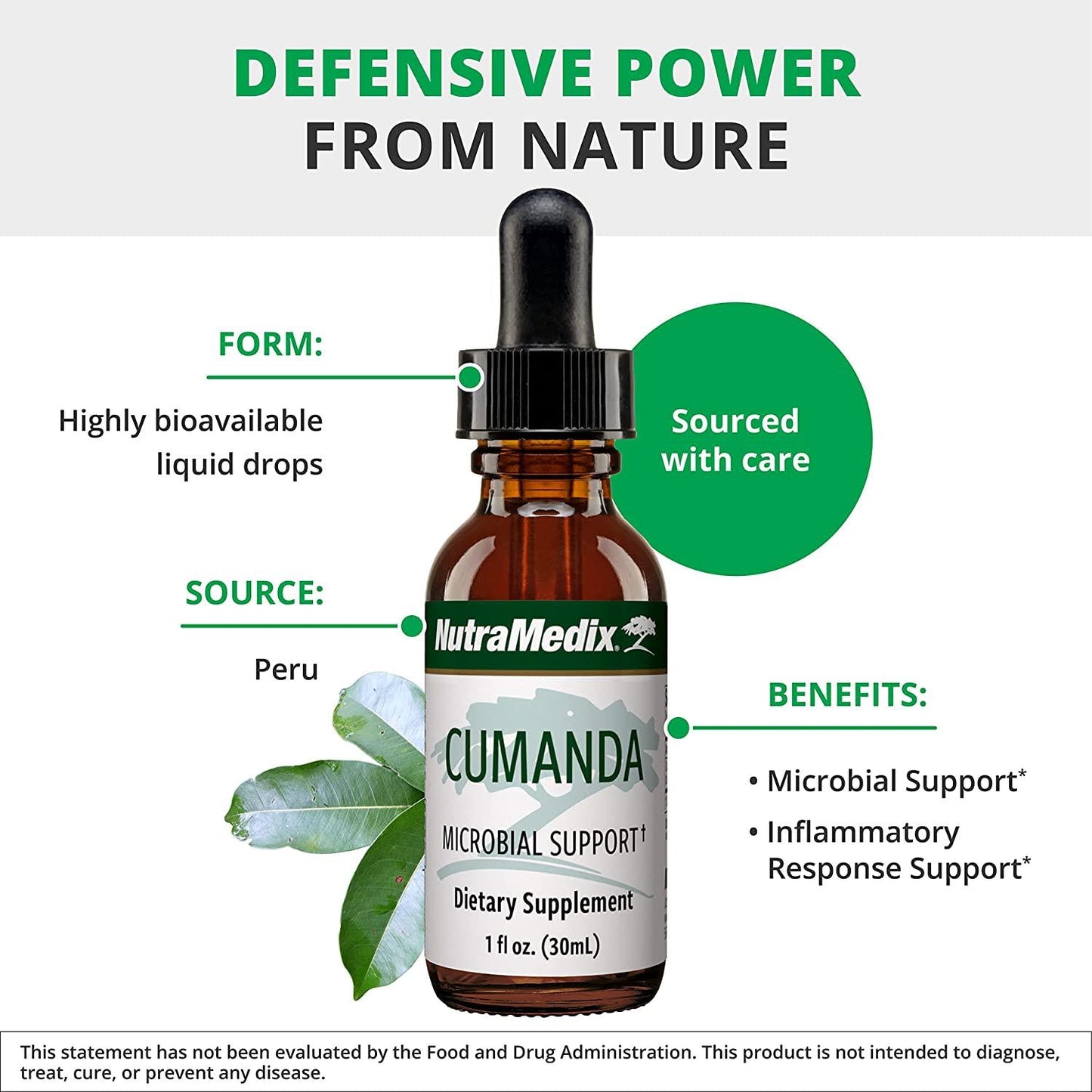 NutraMedix Cumanda Herbal Tincture - Immune, Microbial and Inflammatory Response Support with Bioavailable Peruvian Tree Bark Extract Drops - Tincture Supplement (1oz / 30ml)