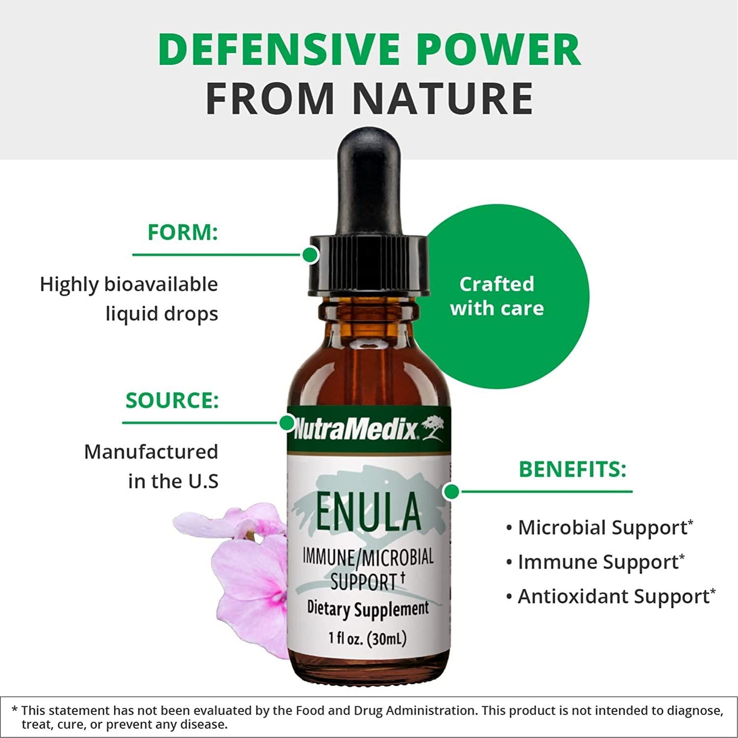 NutraMedix Enula Drops - Immune System and Microbial Support - Liquid Elecampane and Jalap Root Extract for Immune, Digestive and Microbial Support - Bioavailable Herbal Supplement (2oz / 60ml)