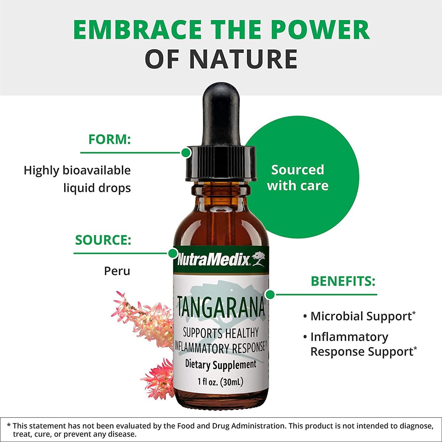 NutraMedix Tangarana Drops - Liquid Extract for Inflammatory Response and Immunity Support - Bioavailable Herbal Supplement for Microbial Support with Palo Santo Bark Liquid Extract (1oz / 30ml)