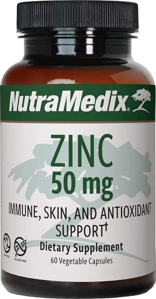 NutraMedix Zinc 50mg - Bisglycinate Chelate Immune, Skin and Antioxidant Support (60 Vegetarian Capsules)