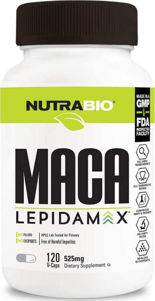 Nutrabio Maca 525mg (Lepidamax) - 120 Vegetable Capsules