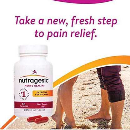 Nutragesic Nerve Health Nutritional Support - Supplement for Peripheral, Diabetic Neuropathy - Nerve Pain Symptoms Relief and Remedy - Vitamin B6, B12, Benfotiamine, Alpha-Lipoic Acid - 60 Capsules