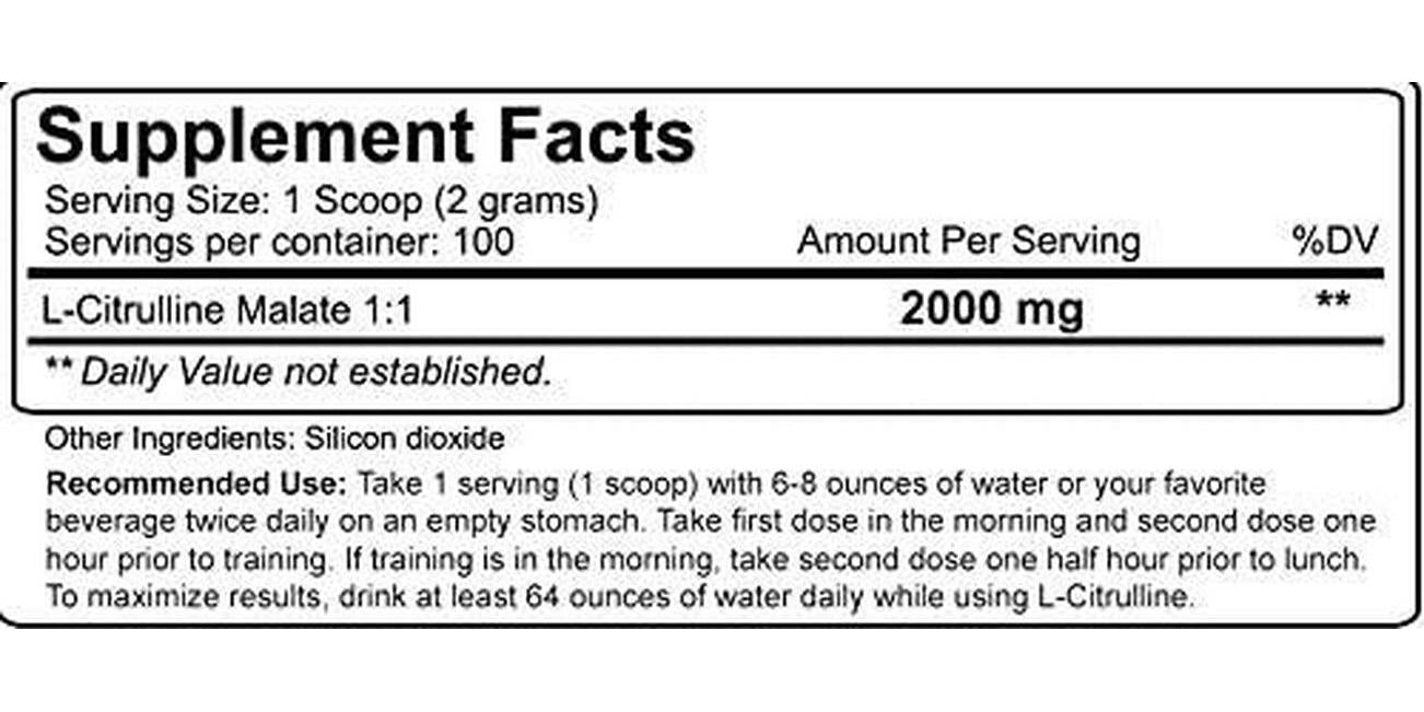 Nutrakey L Citrulline Malate Powder - Nitric Oxide Supplement Booster for Muscle Performance and Recovery, 200g