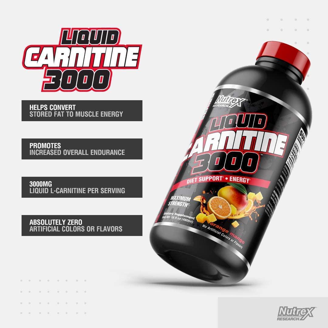 Nutrex Research Liquid Carnitine 3000 | Premium Liquid Carnitine, Stimulant Free, Fat Loss Support | Green Apple, 16 Fl Oz (Pack of 1)