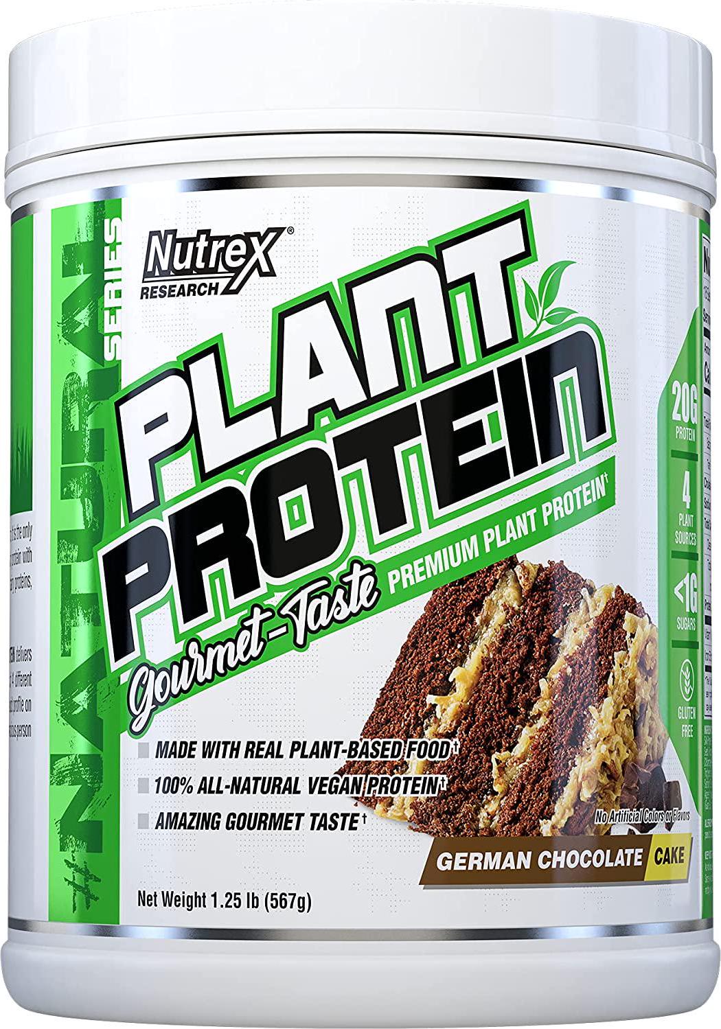 Nutrex Research Plant Protein | Great Tasting Vegan Plant Based Protein Powder | No Artificial Flavors, Colors, or Sweeteners, Gluten Free, Lactose Free | 18 Servings (German Chocolate Cake)