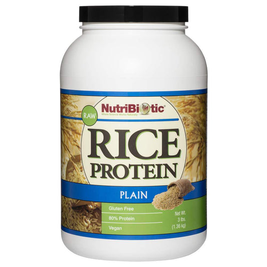 NutriBiotic Plain Rice Protein, 3 Lb (1.36kg) | Low Carb, Vegan and Raw Protein Powder | Grown and Processed Without Chemicals, Gluten or GMOs | Keto Friendly and Easy to Digest