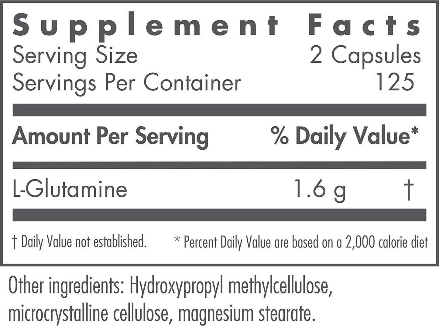 NutriCology L-Glutamine 800mg - Brain and GI Tract Fuel - Amino Acid - 250 Vegetarian Capsules