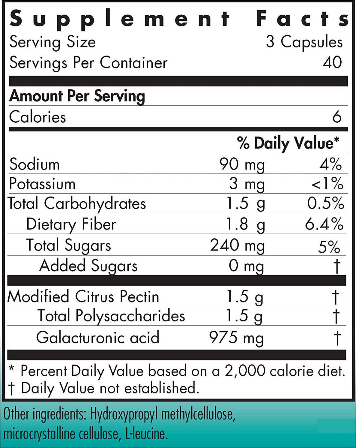 NutriCology Modified Citrus Pectin - Low Molecular Weight, Cleansing - 120 Vegetarian Capsules