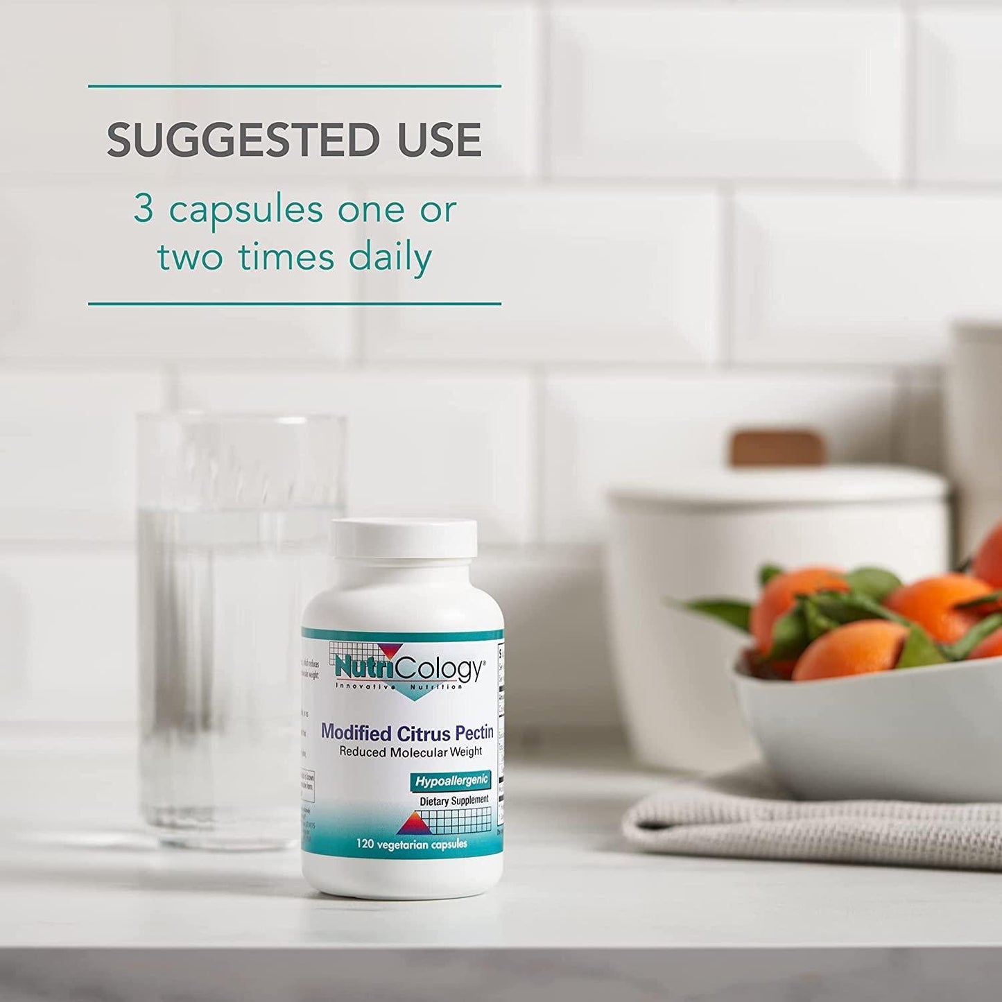 NutriCology Modified Citrus Pectin - Low Molecular Weight, Cleansing - 120 Vegetarian Capsules