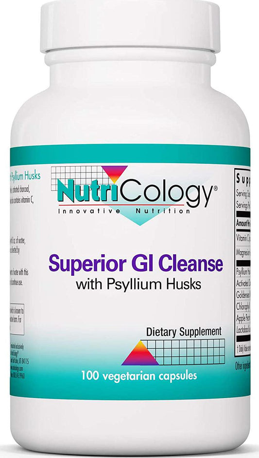 NutriCology Superior GI Cleanse - Fiber, Charcoal, Goldenseal, Probiotic -100 Vegetarian Capsules