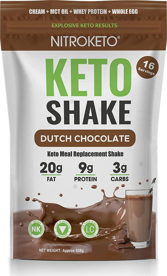 NutriKeto KeTone Shake - Gourmet Dutch Chocolate- Low Carb/High Fat (LCHF) - Ketogenic Diet - 16 Servings