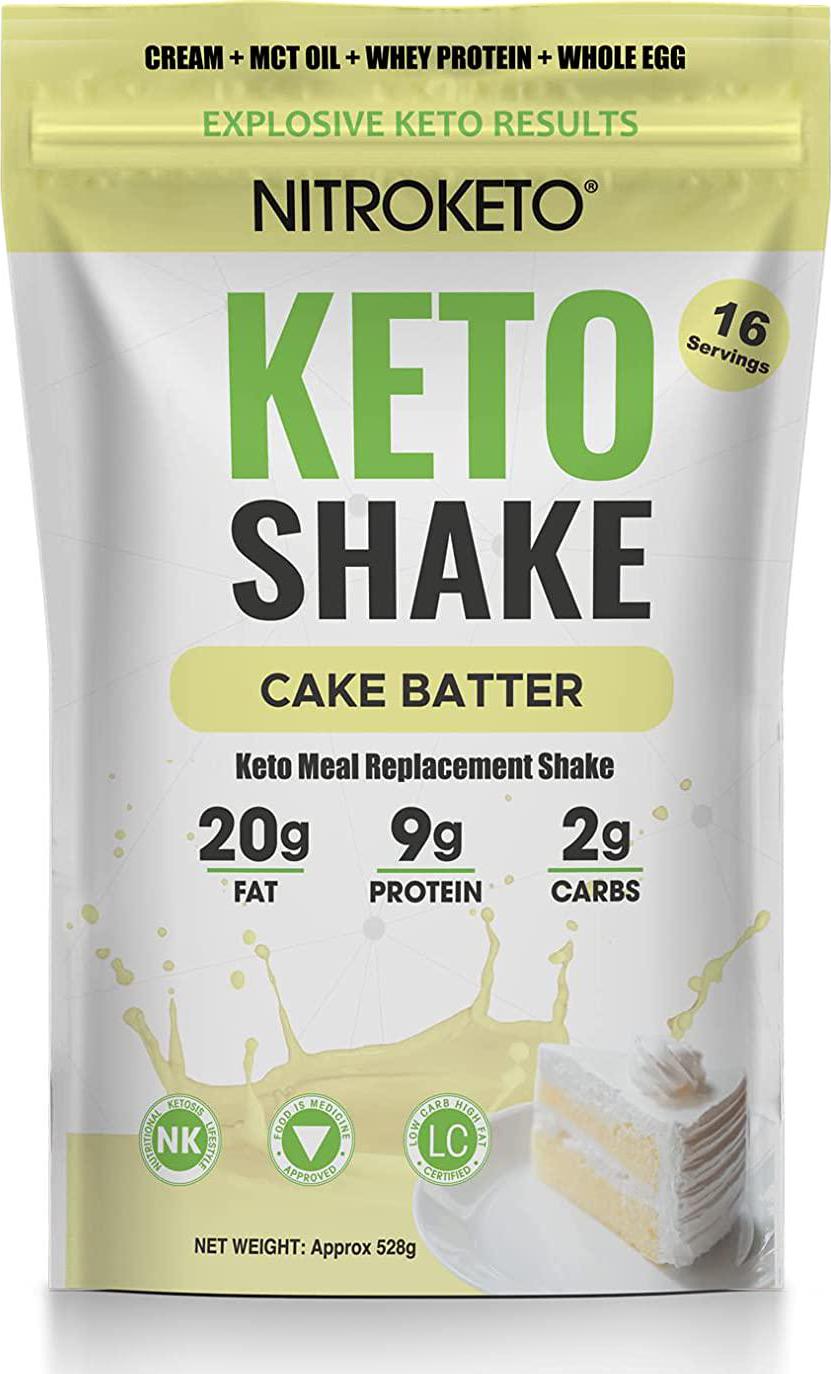 NutriKeto KeTone Shake - Vanilla Cake Batter - Low Carb/High Fat (LCHF) - Ketogenic Diet - 16 Servings