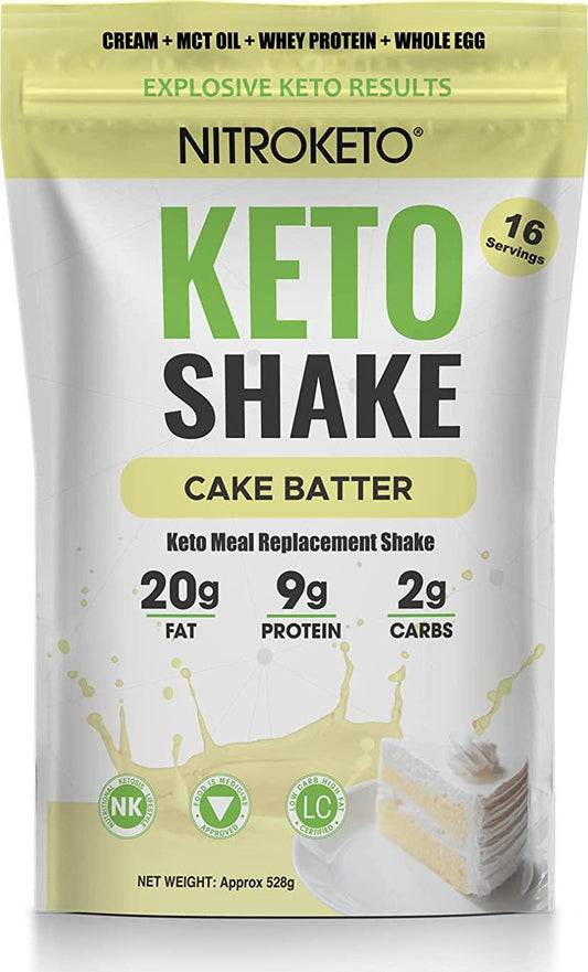 NutriKeto KeTone Shake - Vanilla Cake Batter - Low Carb/High Fat (LCHF) - Ketogenic Diet - 16 Servings