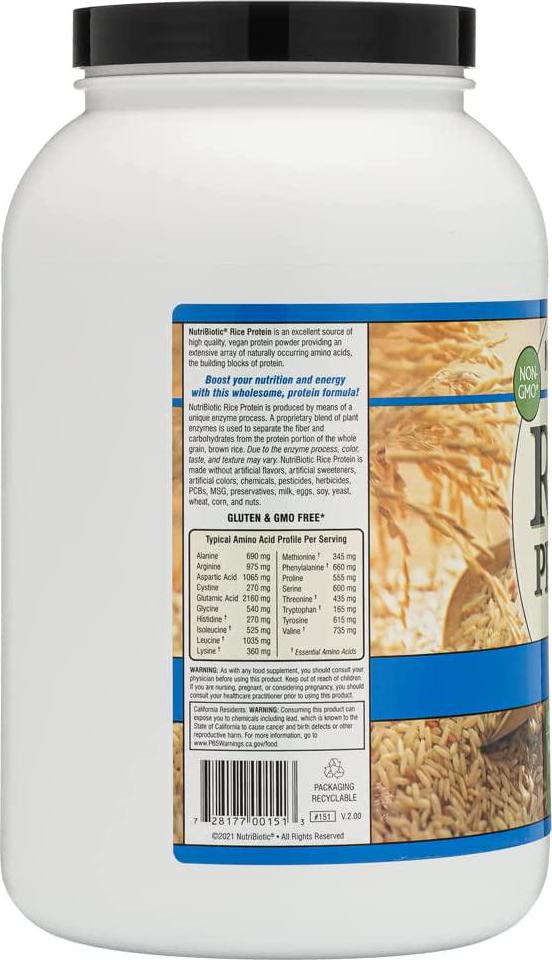 Nutribiotic Rice Protein, Plain, 3 Pound