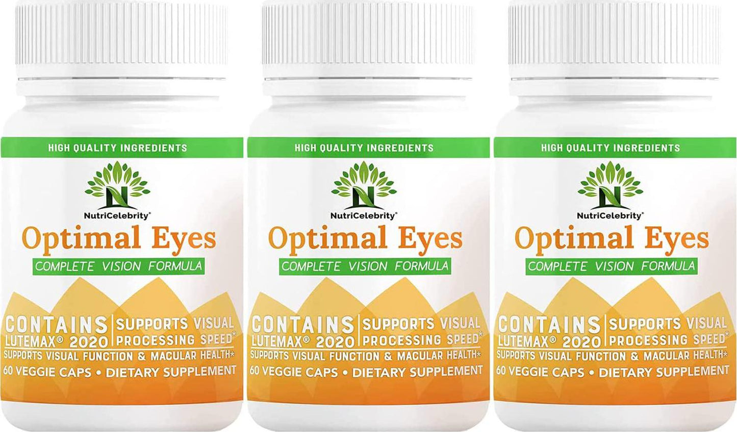Nutricelebrity Lutein and Zeaxanthin Supplements - Eye Vitamins, Lutemax 2020 Eye Vision Health and Eye Strain Support, Macular Health, Dry Eye and Night Vision, 60 Caps (1 Per Day) Dietary - 3 Pack