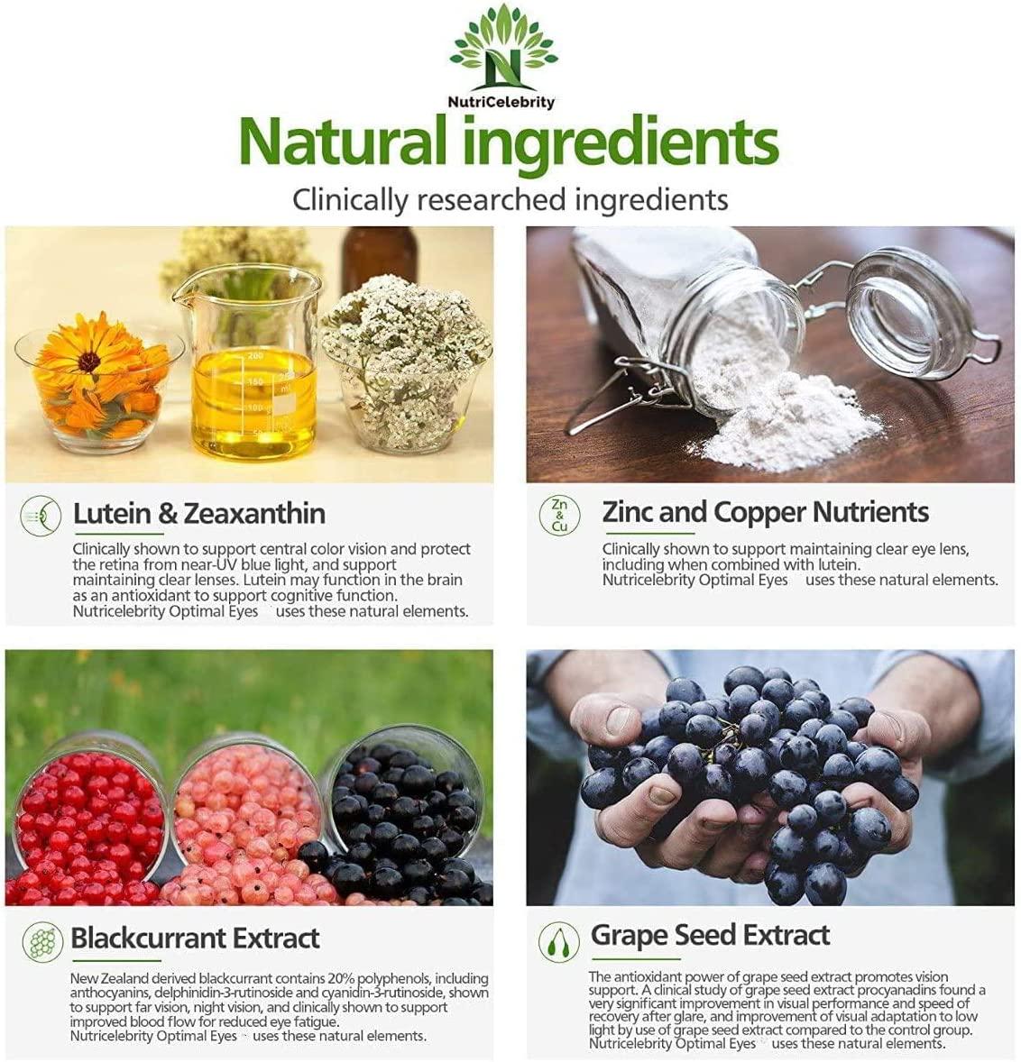 Nutricelebrity Lutein and Zeaxanthin Supplements - Eye Vitamins, Lutemax 2020 Eye Vision Health and Eye Strain Support, Macular Health, Dry Eye and Night Vision, 60 Caps (1 Per Day) Dietary - 3 Pack