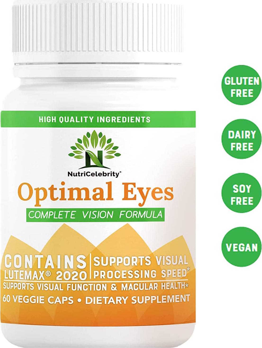 Nutricelebrity Lutein and Zeaxanthin Supplements - Eye Vitamins, Lutemax 2020 Eye Vision Health and Eye Strain Support, Macular Health, Dry Eye and Night Vision, 60 Caps (1 Per Day) Dietary - 3 Pack