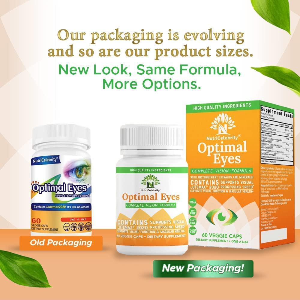 Nutricelebrity Lutein and Zeaxanthin Supplements - Eye Vitamins, Lutemax 2020 Eye Vision Health and Eye Strain Support, Macular Health, Dry Eye and Night Vision, 60 Caps (1 Per Day) Dietary - 3 Pack