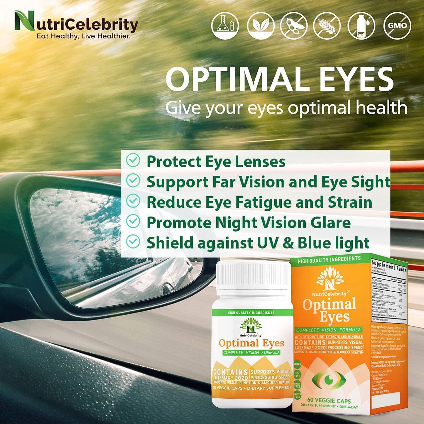 Nutricelebrity Lutein and Zeaxanthin Supplements - Eye Vitamins, Lutemax 2020 Eye Vision Health and Eye Strain Support, Macular Health, Dry Eye and Night Vision, 60 Caps (1 Per Day) Dietary - 3 Pack