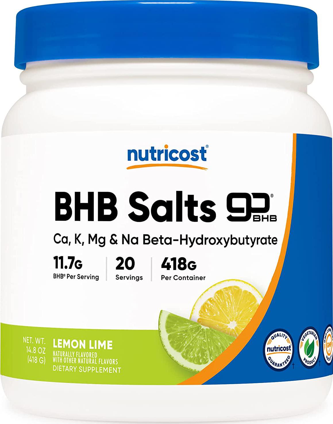 Nutricost 4-In-1 Exogenous Ketone Salts Beta-Hydroxybutyrate 1 Bottle (Lemon-Lime, 500G)