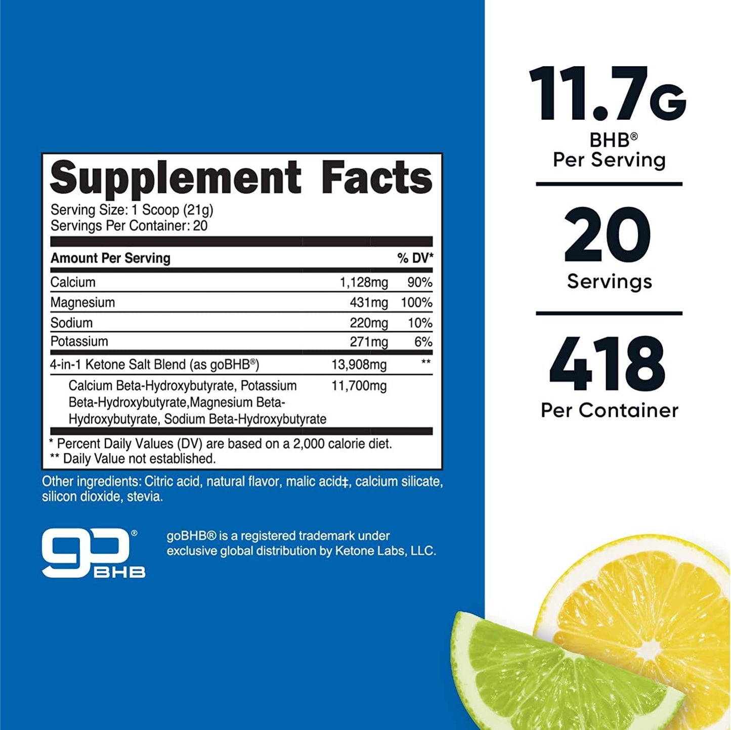 Nutricost 4-In-1 Exogenous Ketone Salts Beta-Hydroxybutyrate 1 Bottle (Lemon-Lime, 500G)