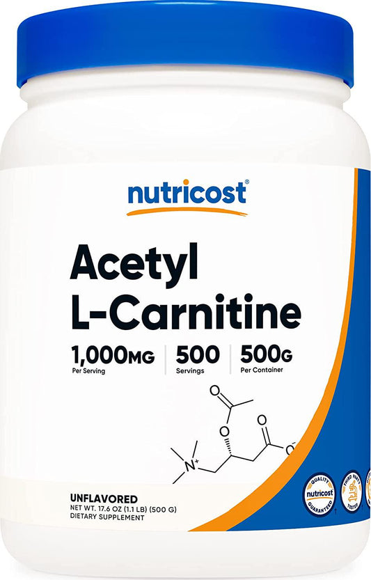 Nutricost Acetyl L-Carnitine (ALCAR) 500 Grams - 1000mg Per Serving - Pure Acetyl L-Carnitine Powder
