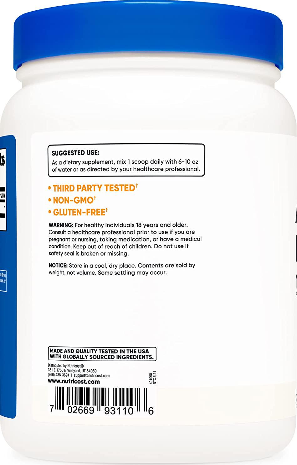 Nutricost Acetyl L-Carnitine (ALCAR) 500 Grams - 1000mg Per Serving - Pure Acetyl L-Carnitine Powder