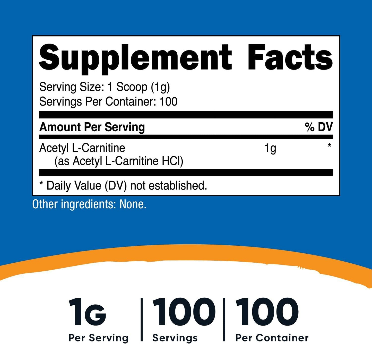 Nutricost Acetyl L-Carnitine (ALCAR) 100 Grams - 1000mg Per Serving - Non-GMO, Gluten Free, Acetyl L-Carnitine Powder