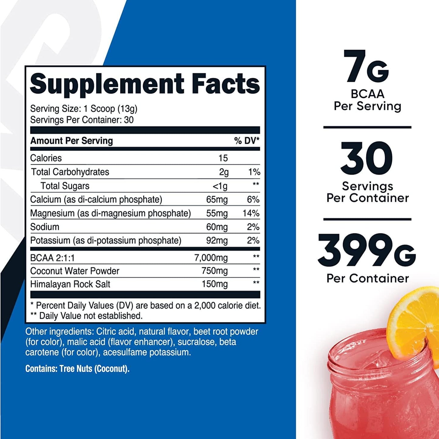 Nutricost BCAA + Hydration Powder (Raspberry Lemonade, 30 Servings) - Gluten Free, Non-GMO, Vegetarian