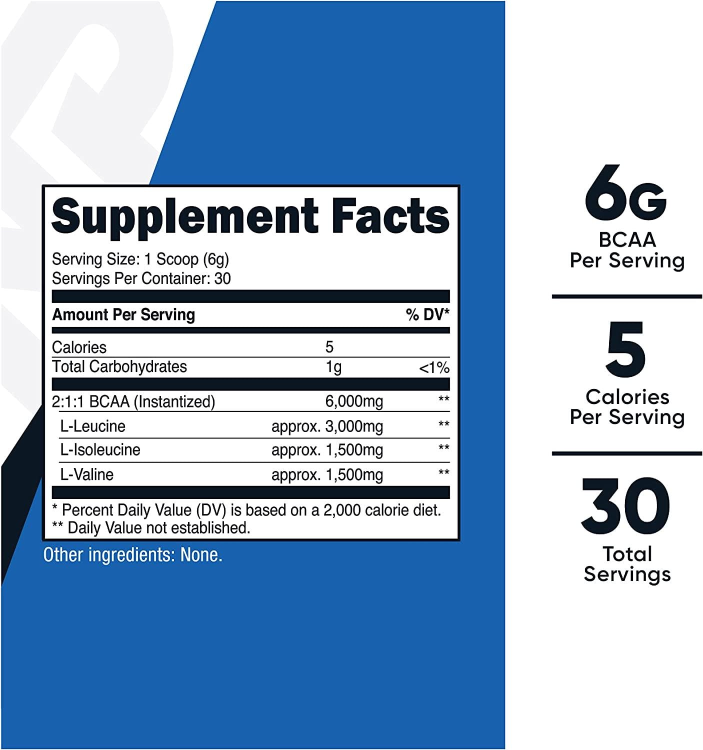 Nutricost BCAA Powder 2:1:1 (Unflavored, 30 Servings)