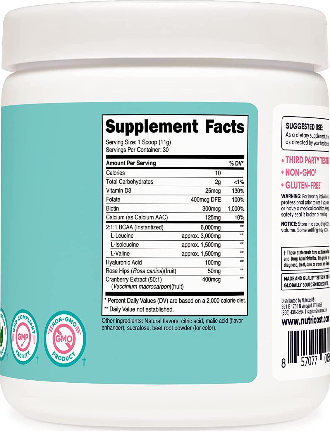 Nutricost BCAA for Women (Strawberry Lemonade, 30 Servings) - Formulated Specifically for Women - Non-GMO and Gluten-Free