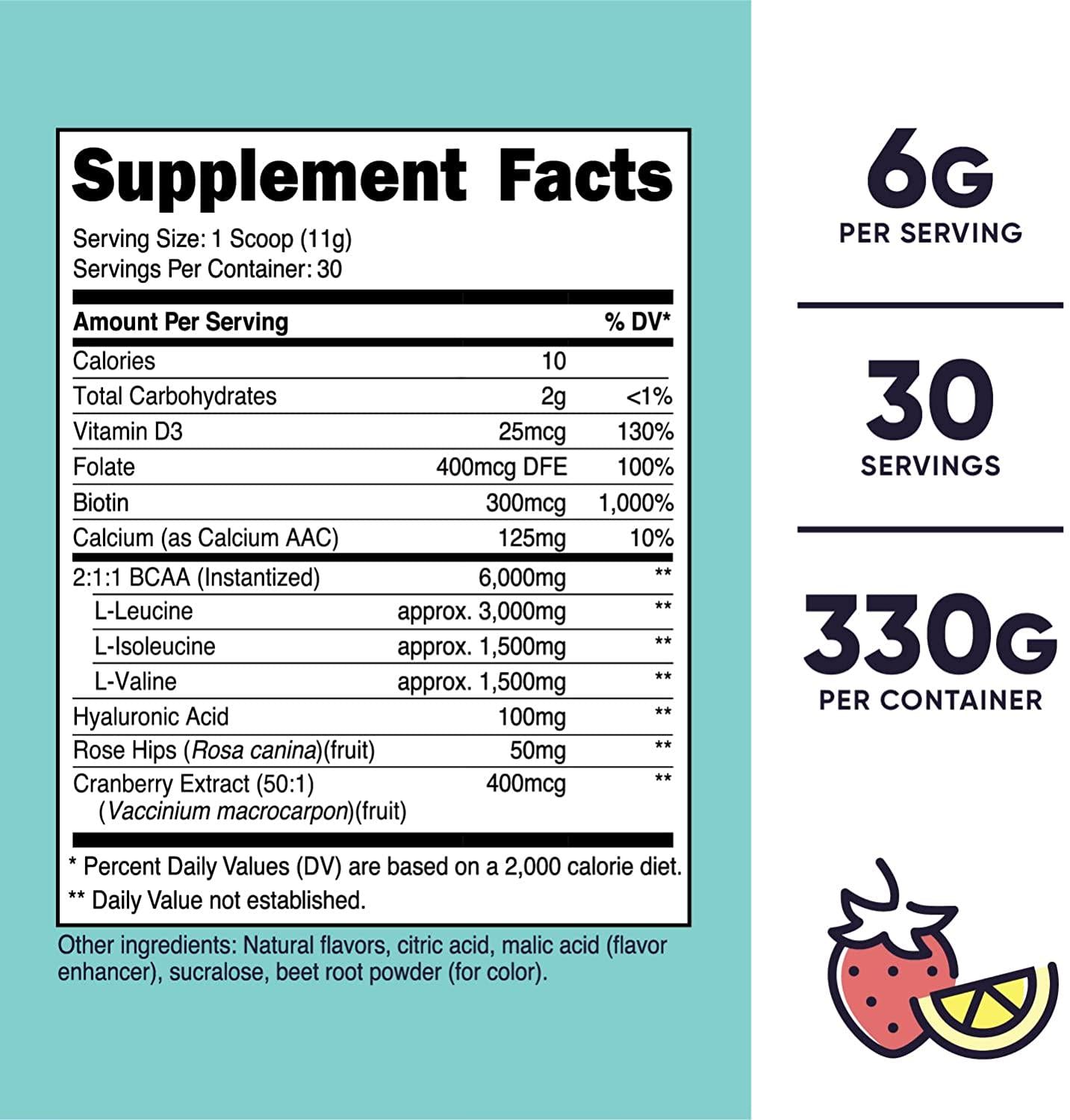 Nutricost BCAA for Women (Strawberry Lemonade, 30 Servings) - Formulated Specifically for Women - Non-GMO and Gluten-Free