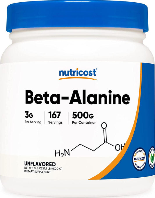 Nutricost Beta Alanine Powder 500 Grams (1.1lbs) - Pure Beta Alanine, Gluten Free and Non-GMO