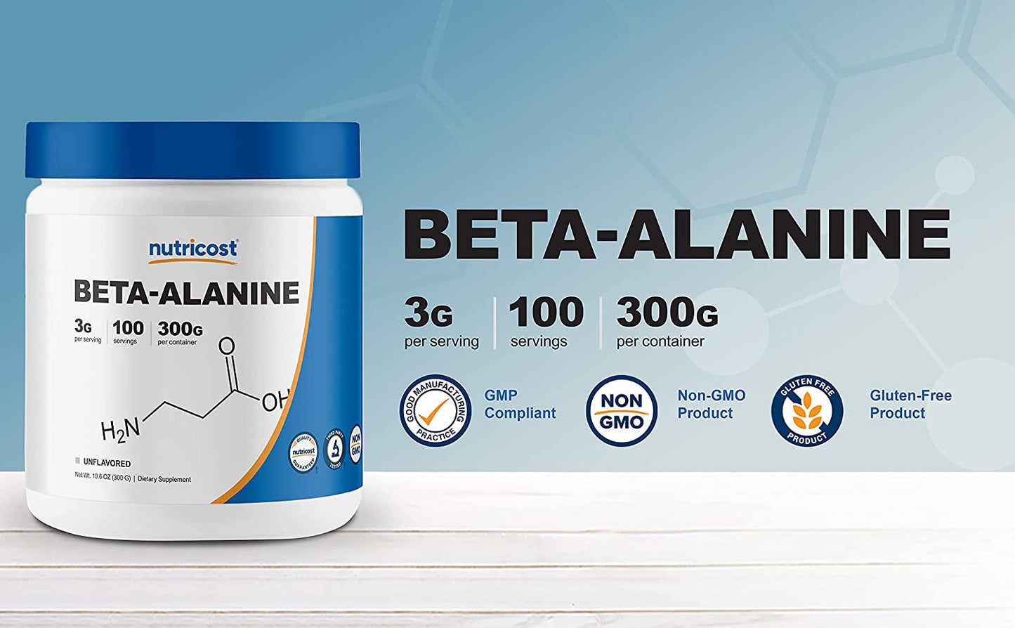 Nutricost Beta Alanine Powder - 3 Grams Per Serving