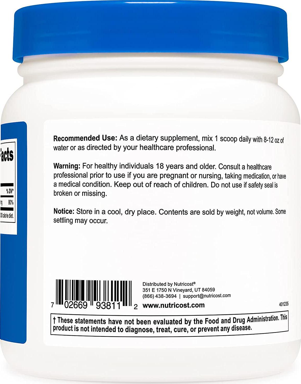 Nutricost Calcium Ascorbate Powder, 500G - Non-Gmo, Made In The Usa, 500 Servings