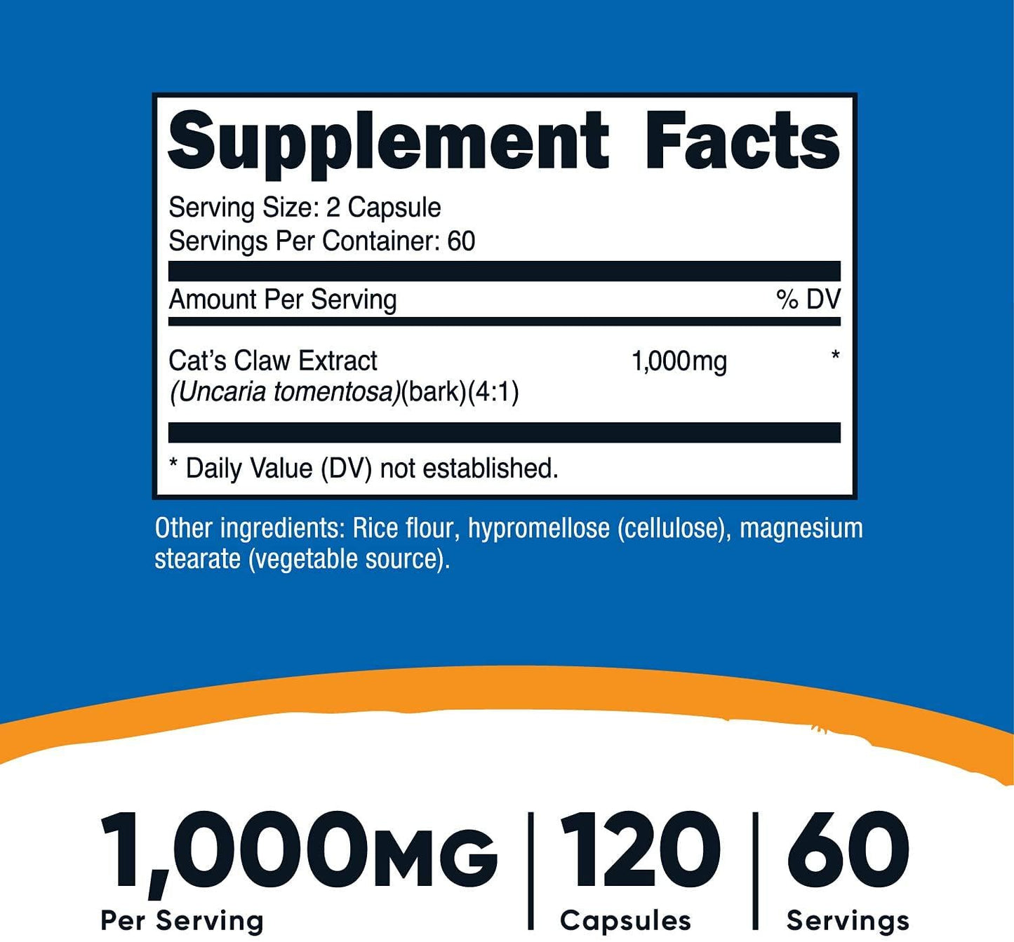 Nutricost Cat's Claw 1000mg, 120 Capsules - Veggie Caps, Non-GMO and Gluten Free