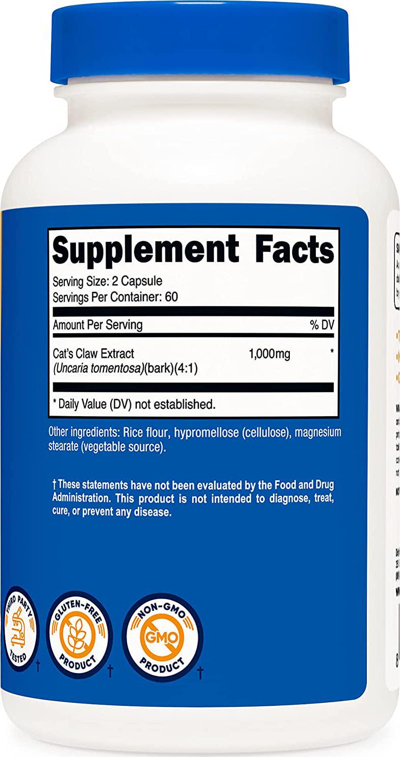 Nutricost Cat's Claw 1000mg, 120 Capsules - Veggie Caps, Non-GMO and Gluten Free