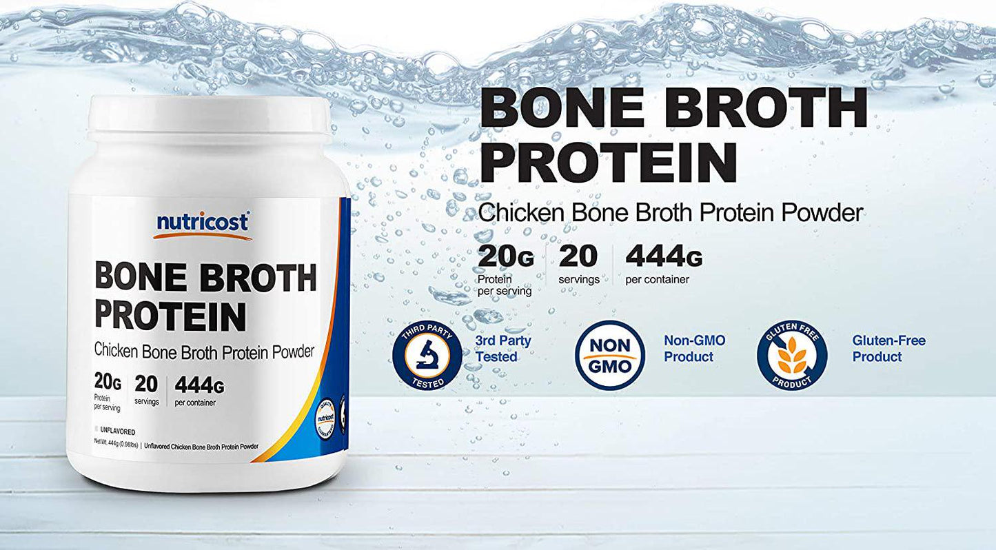 Nutricost Chicken Bone Broth Protein Powder (20 Serv) - Gluten Free and Non-GMO (Unflavored)